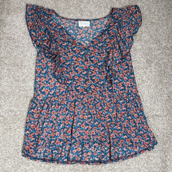 Melloday Blouse Women Large Floral Flutter Sleeve‎ Ruffle - Picture 1 of 4